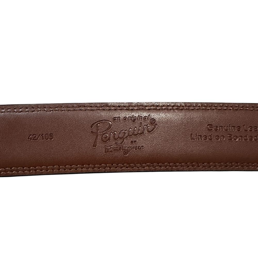 Penguin Munsingwear Men's Belt 50 Black Leather Adjustable Belt Buckle - Picture 5 of 6